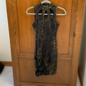 Nicki Minaj bodycon dress sleeveless front cut out side ruching XS